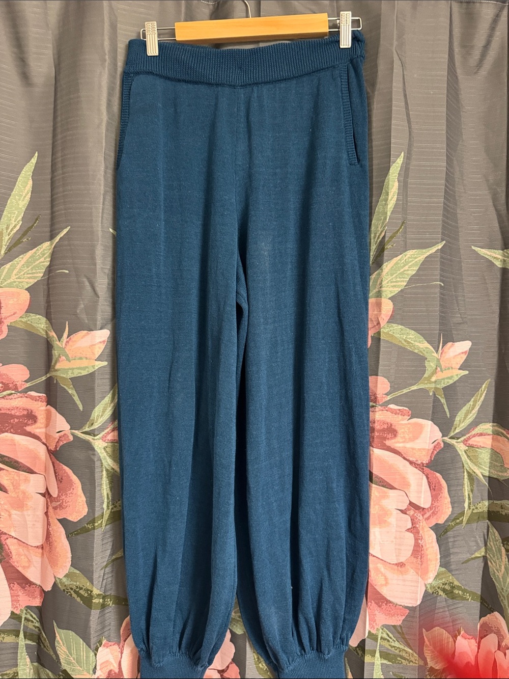 Free People Teal Knit Jogger Pants